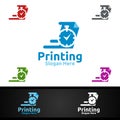 Fast Printing Company Logo Design for Media, Retail, Advertising, Newspaper or Book Concept Royalty Free Stock Photo