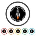 Fast processing rocket icon. Set icons in color circle buttons Royalty Free Stock Photo