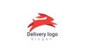 Fast Rabbit Logo Temlate, Delivery Logo, Transportation Company, Running Rabbit Logo, Red Rabbit Royalty Free Stock Photo