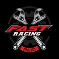 fast racing logo background design, automotive vehicle repair, suitable for screen printing, stickers, banners, teams, companies