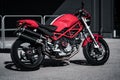 Fast red Italian Motorcycle parked Royalty Free Stock Photo