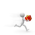 Fast Running Deliveryman with Red Gift Box in his Hand