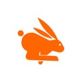 Fast running rabbit icon. Flat vector illustration for web design, infographics and mobile app. Royalty Free Stock Photo