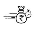 Fast Rupee money providence, business and finance services, financial solution. Rupee with stopwatch icon. Vector illustration