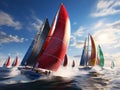 Fast sail boats in the sea regatta