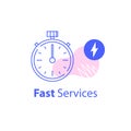 Fast service concept, last minute stopwatch, line time clock, deadline timer