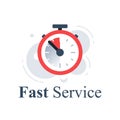 Fast service concept, last minute stopwatch, time clock, deadline timer, last offer countdown, quick order delivery