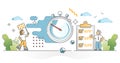Fast service and package express delivery time limit check outline concept