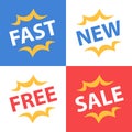 Fast services, new collection, free offer, sale announcement