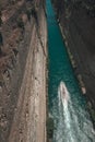 Fast ship is crossing the Corinthian canal, Greece Royalty Free Stock Photo