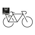 Fast Shipment Silhouette Icon. Bike Delivery Service Glyph Pictogram. Bicycle Shipping Solid Sign. Express Postal Royalty Free Stock Photo