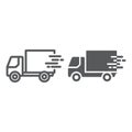 Fast shipping delivery line and glyph icon, logistic and delivery, truck sign vector graphics, a linear icon on a white Royalty Free Stock Photo