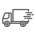 Fast shipping delivery line icon, logistic and delivery, truck sign vector graphics, a linear icon on a white background