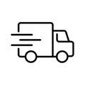 Fast shipping delivery truck line icon vector illustration. Logistic cargo distribution automobile