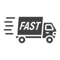 Fast shipping glyph icon, delivery truck