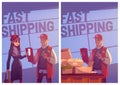 Fast shipping posters, woman visit post office