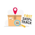 Fast shipping track order icon with inscription