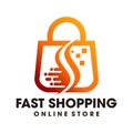 Fast Shopping bags logo design template, Smart shopping online logo vector icon illustration, Fast Shopping Bag, Creative logo Royalty Free Stock Photo