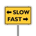 Fast or slow road sign