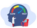 fast and slow skill Growth mindset concept Doctor training speedometer