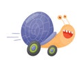 Fast Snail With Wheels Cartoon Vector Illustration Royalty Free Stock Photo