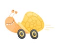 Fast Snail With Wheels Cartoon Vector Illustration Royalty Free Stock Photo