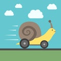 Fast snail with wheels Royalty Free Stock Photo