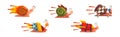 Fast Snails Funny Mollusk Characters with Turbo Rocket Speed Booster Vector Set