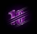 Fast speed elements of luxury glass number 10 ten character. purple dark tone background. vector illustration eps10