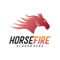 Fast Speed Horse Logo Design Vector. Horse with Fire logo concept vector template Royalty Free Stock Photo