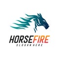 Fast Speed Horse Logo Design Vector. Horse with Fire logo concept vector template Royalty Free Stock Photo