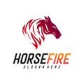 Fast Speed Horse Logo Design Vector. Horse with Fire logo concept vector template Royalty Free Stock Photo