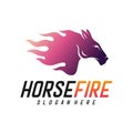 Fast Speed Horse Logo Design Vector. Horse with Fire logo concept vector template Royalty Free Stock Photo