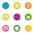 Fast speed icons set, flat style