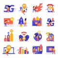 Fast Speed Internet Flat Icons Royalty Free Stock Photo