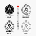fast, speed, stopwatch, timer, girl Icon in Thin, Regular, Bold Line and Glyph Style. Vector illustration