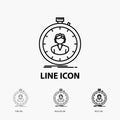 fast, speed, stopwatch, timer, girl Icon in Thin, Regular and Bold Line Style. Vector illustration