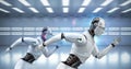 Fast speed technology with robot running Royalty Free Stock Photo