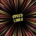 Fast speed warp effect. Lines Zoom Fade Converging Background. Comic book Element, Ray Power Illustration