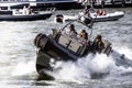 Fast speedboat with Dutch Marines during an assault demo at the World Harbor Days in Rotterdam. September, 3, 2016