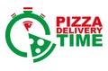 Fast Speedy Pizza Delivery Vector Drawing Sign