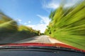 Fast Sport Car Driving in Nature Freeway Royalty Free Stock Photo