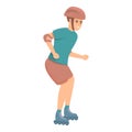 Fast sport rollerblading icon, cartoon style