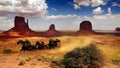 Stagecoach crossing the desert Royalty Free Stock Photo