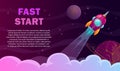 Fast start poster. Rocket launch concept.