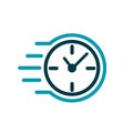 Fast stopwatch line icon. Fast delivery shipping service sign. Speed clock symbol urgency, deadline, time management, competition
