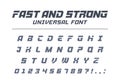 Fast and strong, high speed universal font. Sport, futuristic, technology, future alphabet. Royalty Free Stock Photo