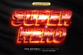 Fast Super Hero glow red metal steel cinematic 3d editable text effect Royalty Free Stock Photo