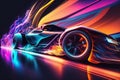 Fast supercat with neon color trails Royalty Free Stock Photo