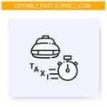 Fast taxi line icon. Editable illustration Royalty Free Stock Photo